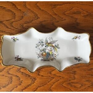 Limoges France Shallow Trinket Dish Bird With Fruit And Flowers
